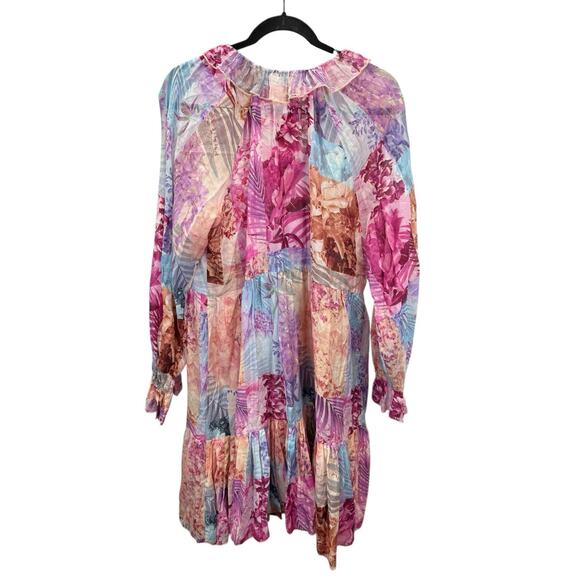 Johnny Was Jade Etta Pink Patchwork Floral Silk Cotton Dress Size L Boho - Picture 9 of 12